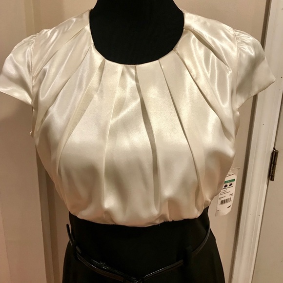 NWT  ivory & black chic belted  dress - Picture 5 of 6